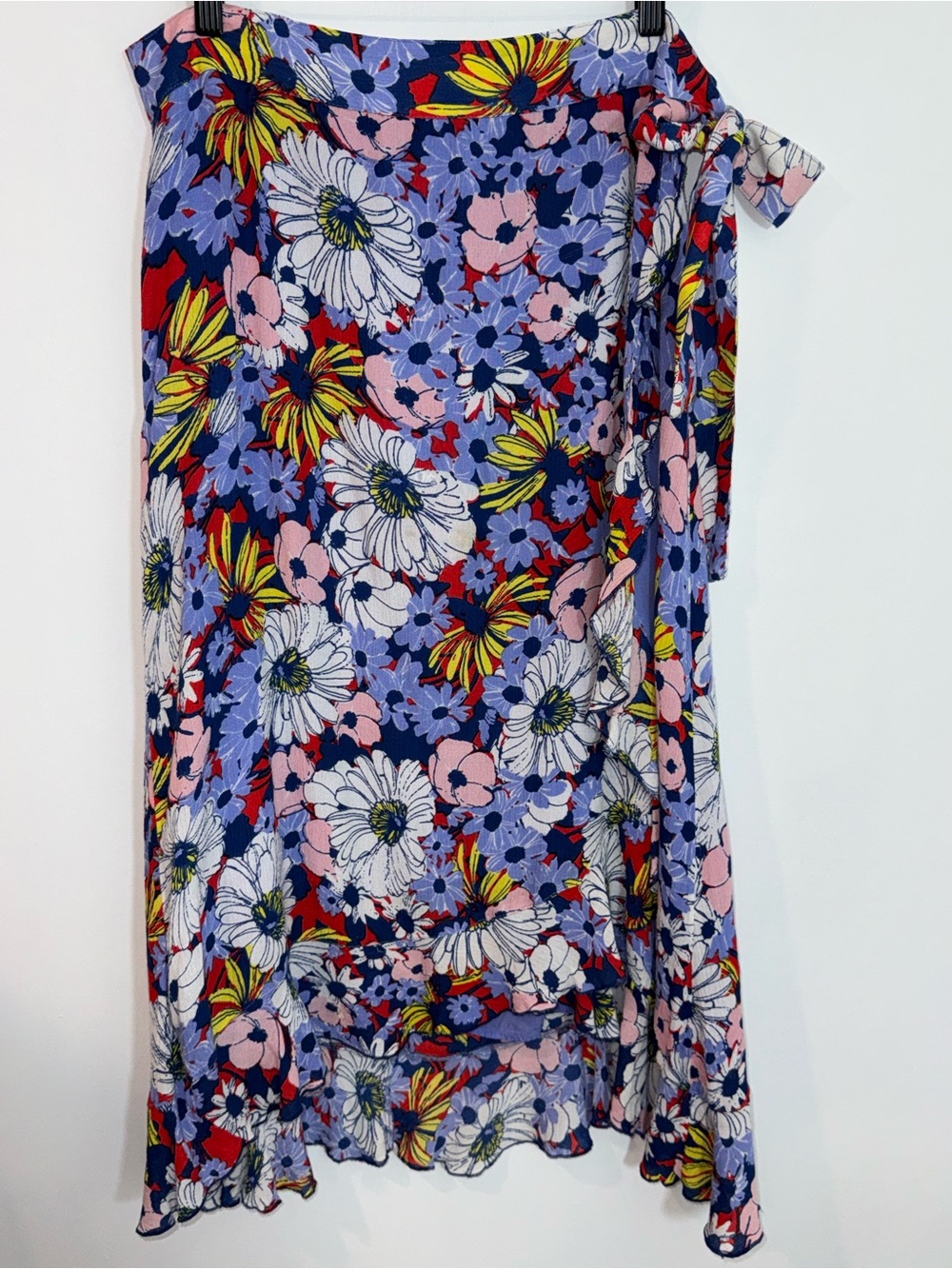 Maeve Blue Floral Asymmetrical Wrap Skirt - Picture 3 of 9